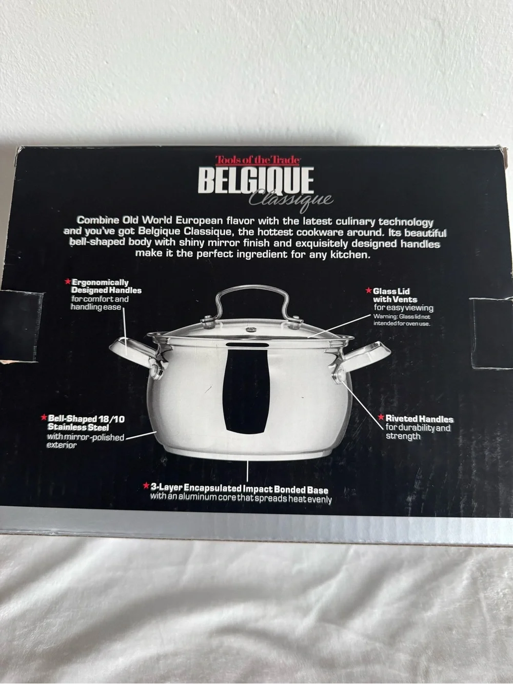 Belgique Classique 3 Qt Soup Pot NEW Stainless Steel Glass Lid